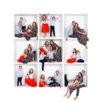 Une famille s'amusant lors du shooting photo dans la boite, réalisé par le studio Bérengère, photographe professionnelle dans les Yvelines.